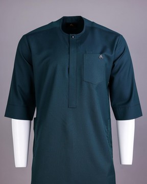 An Emerald Green, front flap with studded Swarovski buttons African kaftan