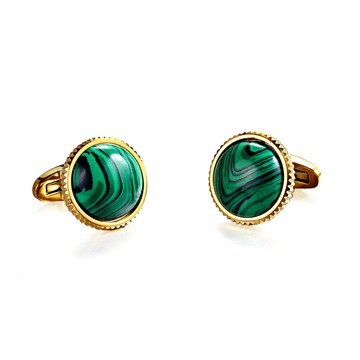 Malachite 18KT Gold plated cufflinkstwo