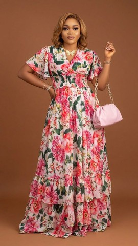 Pink long gown soft and Elegant flow dress