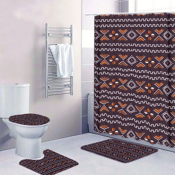 (4 Piece) - Bogolan Afro Bathroom Sets African Print Style (MORE SIZES AVAILABLE)