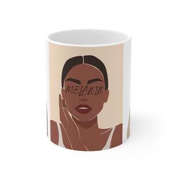 Melanin Queen Mug | Black Woman Coffee Cup | Afro Inspired Ceramic Mug