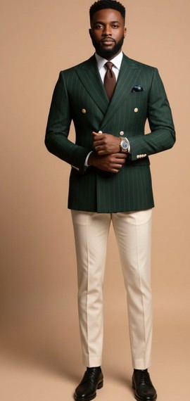 Double-Breasted Green Blazer
