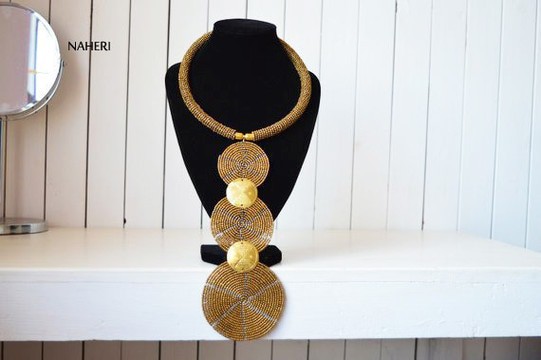 African Beaded Pendant Necklace | Handmade Tiered Jewelry