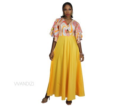 Robe de soirée Jacquard Peekaboo, robe Flare Maxi, vêtements pour femmes africaines.