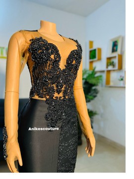 Black satin  prom dress, African clothing for women, prom dress