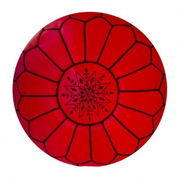 Pouf en vrai cuir naturel Rouge pour salon
