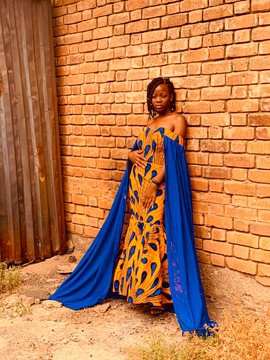 African dresses for prom,African clothing for women,African prom dress with cape