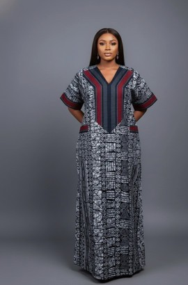 Kemi Multicolor Patterned Maxi Batik Kaftan Dress