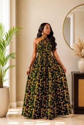 Robe longue maxi africaine en Ankara | Tenue décontractée et de soirée | Robe africaine sur mesure
