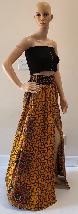Jupe longue multicolore à imprimé africain Ankara