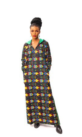 Robe longue Ankara multicolore avec capuche, Ankara Bubu, caftan imprimé africain, caftan Ankara