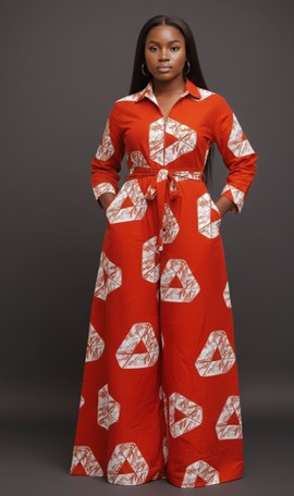 Robe longue africaine en imprimé Ankara – Robe pour femme à motifs orange et blancs