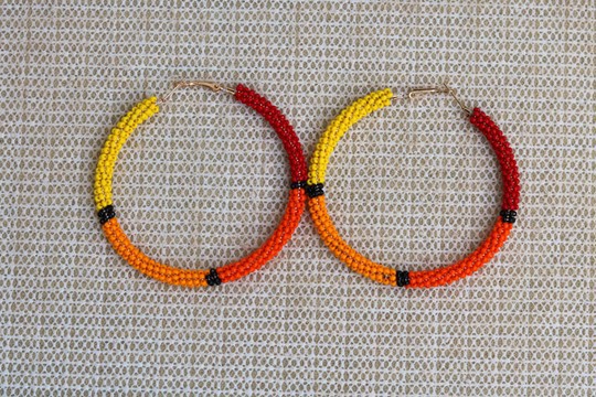 Beaded hoop earrings, African Beaded earrings, Elegant earrings, Tribal earrings, Boho earrings