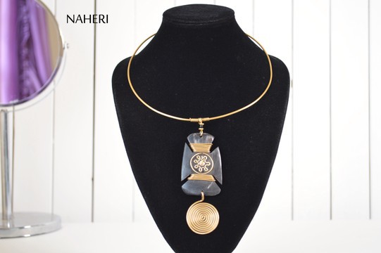 African tribal necklace horn jewelry