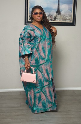KINWA BUBU DRESS TEAL BLUE