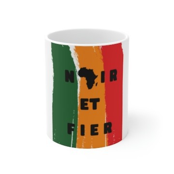 Black and Proud Mug | “Noir et Fier” Coffee Mug | Afro Inspired Ceramic Cup | Black Pride Gift Mug