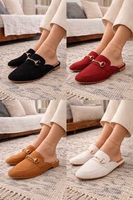 Women's Handmade Moroccan Mules - Suede Pointed Toe Slip On Shoes
