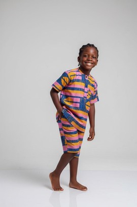 Ensemble Enfant Chemise &amp; Short - Wax Artisanal (Pièce Unique)