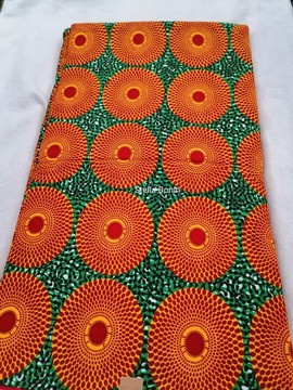 African Wax fabrics 100% cotton 1 yard "disc orange"