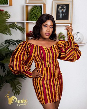 Ankara print midi dress, African womens clothing, African midi dress