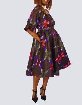 flared dress in printed bazin
