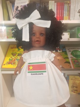 EMY Colibri Dolls Black Doll - White Guadeloupe Flag