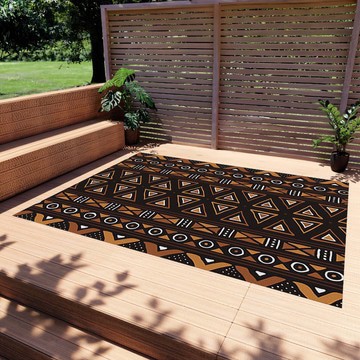 Brown Colorful Outdoor Rug Aztec Print Carpet (LARGER SIZES AVAILABLE)