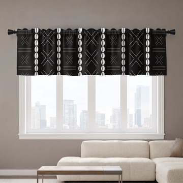 Afro Signature Cowrie Print Curtain Valance | African Window Accent | Bynelo