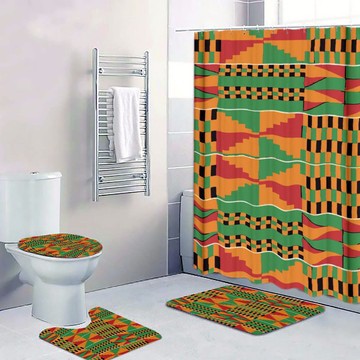 (4 Piece) - African Kente Print Traditional Bathroom Set (MORE SIZES AVAILABLE)