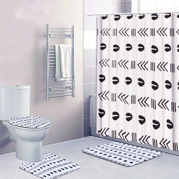 Cultural Unique Bath Mat White and Black Bathroom Rug (LARGER SIZES AVAILABLE)