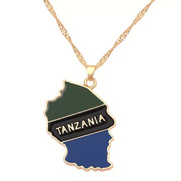 Tanzania map necklace