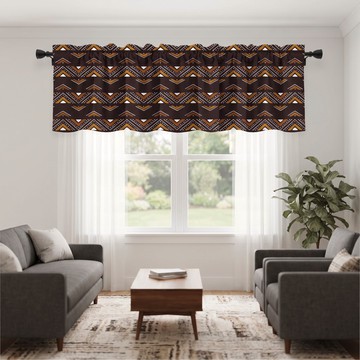 Natural Bogolan Curtain Valance Brown | African Window Décor | Bynelo