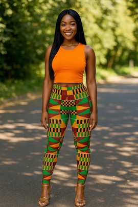 Legging pour femme à imprimé kente - Motif Motherland écologique
