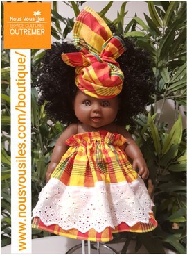 Lucy Colibri Dolls doll - MADRAS RED &amp; YELLOW EMBROIDERY