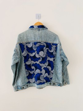 Denim bomber style jacket - touch of wax - wax wax jacket - royal blue wedding flowers