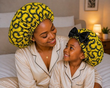 Mother and me duo satin/wax bonnets