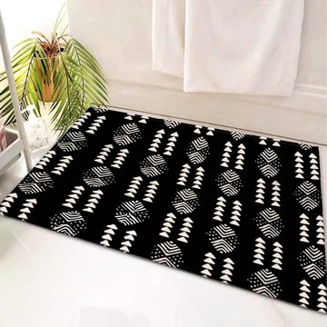 Cultural Unique Bath Mat White and Black Bathroom Rug (LARGER SIZES AVAILABLE)
