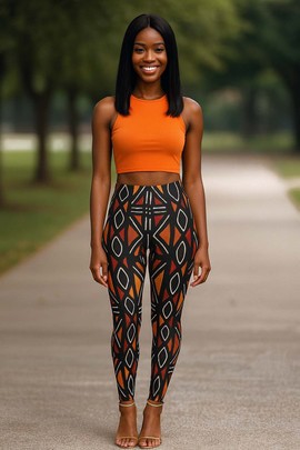 Leggings à motif africain bogolan - élégance culturelle