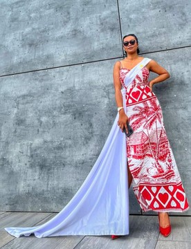 Robe maxi/ robe de fête, soirée, fiançailles, mariage/collection LAMBAOINE/ Madagascar