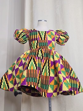 Robe Ife en tissu Kente | Robe pour fille en tissu africain