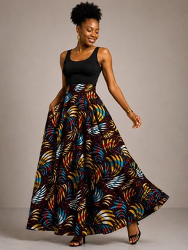 Sandrine 1 long wax print skirt
