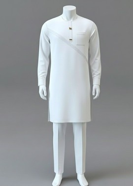 Tunique traditionnelle élégante blanc cassé