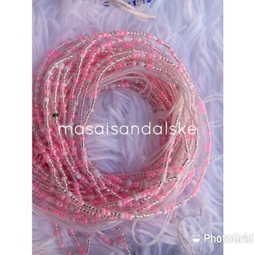 Pink waist trainer beads , waist beads , African waist beads Tie waist beads