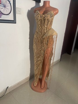 Gold Corset  beaded dress