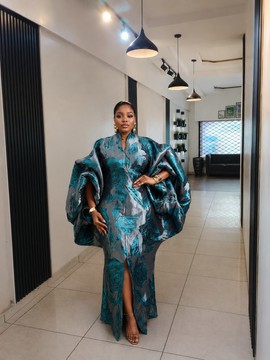 Elegant European Brocade boubou gown, plus size dress, reception dress