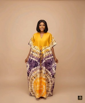 Le caftan maxi tie-dye doré