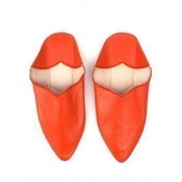 Mode femme babouche en cuir véritable Orange