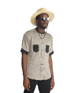 Off White and Black Mix Shirt with Patched Pockets