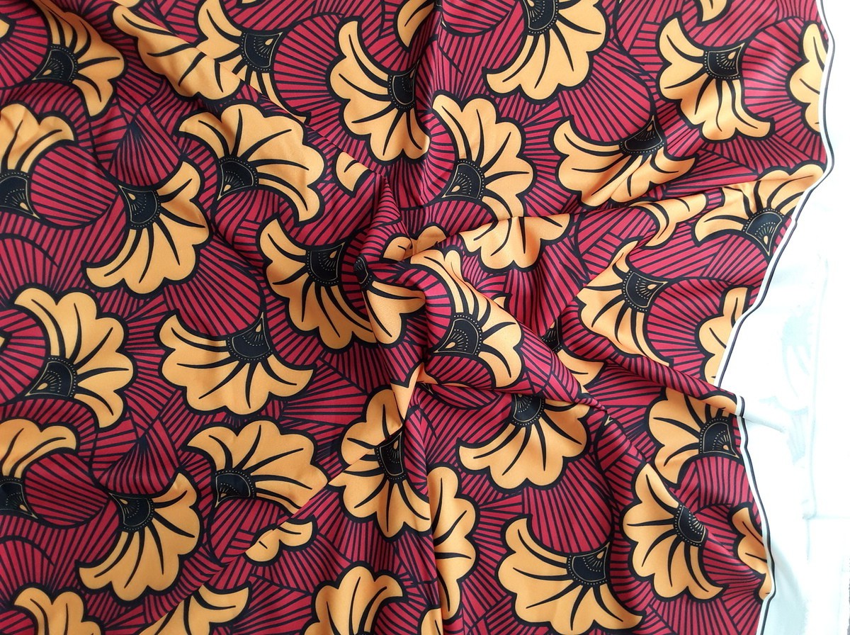 Tissu Africain Ankara 1 Verge - Soie Et Mousseline - Imprimé Multicolore - Haute Qualité
