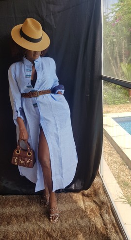 MARLÈNE LONG LINEN SHIRT-DRESS